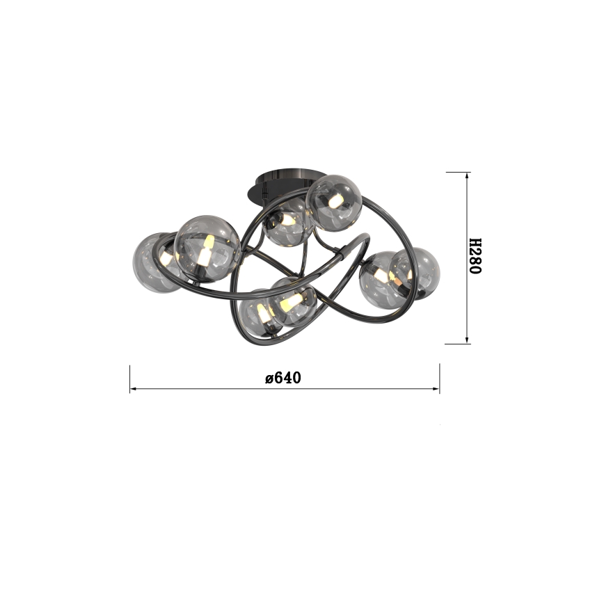 Wofi 9014-805 - LED Полилей за повърхностен монтаж NANCY 8xG9/3,5W/230V черен хром