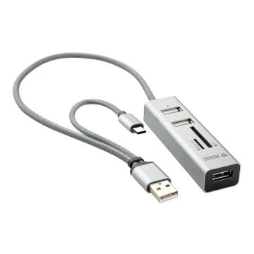 Yenkee - USB 2.0 и USB-C OTG сплитер и четец за карти