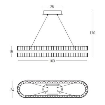 Zambelis 22041 - LED Димируем пендел LED/68W/230V златист