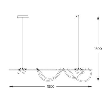 Zuma Line - LED Димируем пендел LED/60W + LED/7,5W/230V 2700-6000K черен/златист + дистанционно управление