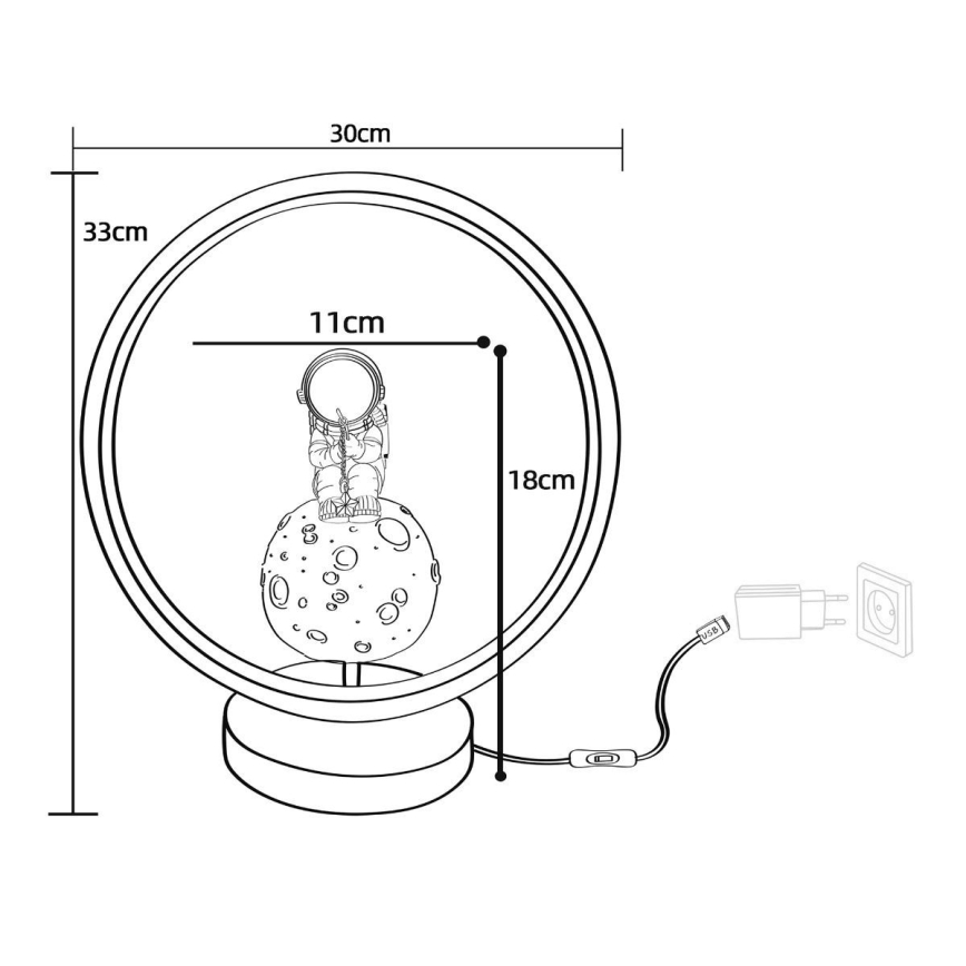 Zuma Line - LED Детска настолна лампа LED/4W/230V astronaut/смола