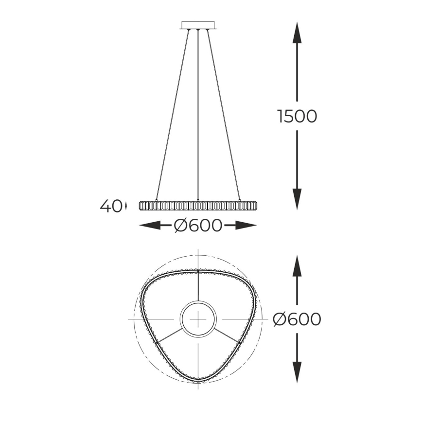 Zuma Line - LED Димируем кристален полилей на връв LED/25W/230V 2700-6000K + дистанционно управление