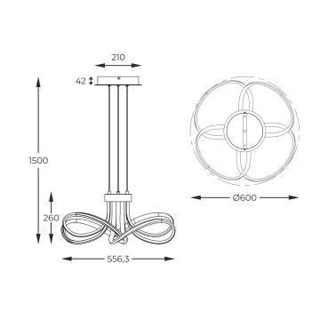 Zuma Line - LED Димируем пендел LED/45W/230V сив/златист