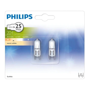 К-кт 2 бр. индустриални крушки Philips ECOHALO G9/18W/230V 2800K