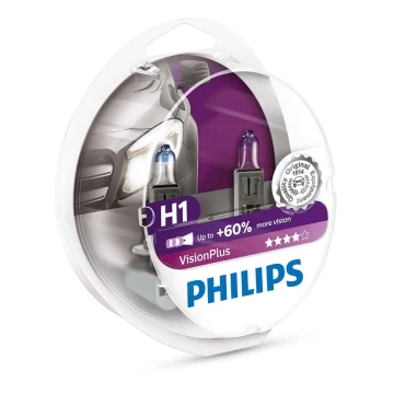 К-кт 2бр. автомобилни крушки Philips VISION PLUS 12258VPS2 H1 P14,5s/55W/12V 3250K