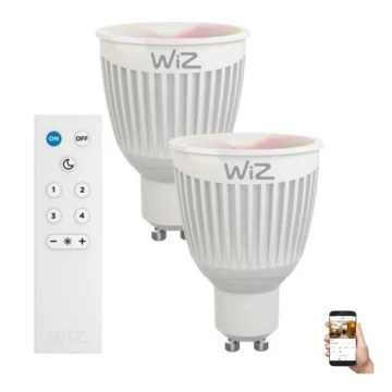 К-кт 2бр. LED RGBW димируеми крушки GU10/6,5W/230V 2200-6500K Wi-Fi + д.у. - WiZ