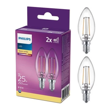 К-кт 2бр. LED крушки Philips B35 E14/2W/230V 2700K