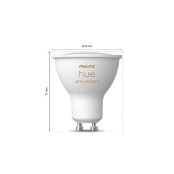 К-кт 2x LED Димируема крушка Philips Hue WHITE AMBIANCE GU10/4,2W/230V 2200-6500K