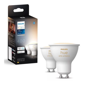 К-кт 2x LED Димируема крушка Philips Hue WHITE AMBIANCE GU10/4,2W/230V 2200-6500K