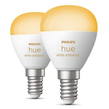 К-кт 2x LED Димируема крушка Philips Hue WHITE AMBIANCE P45 E14/5,1W/230V 2200-6500K