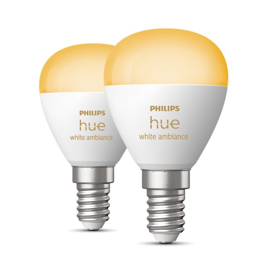 К-кт 2x LED Димируема крушка Philips Hue WHITE AMBIANCE P45 E14/5,1W/230V 2200-6500K