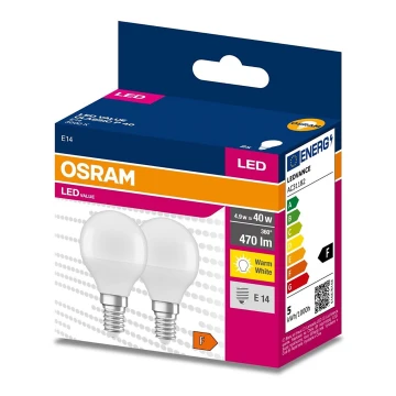 К-кт 2x LED Крушка P45 E14/4,9W/230V 3000K - Osram