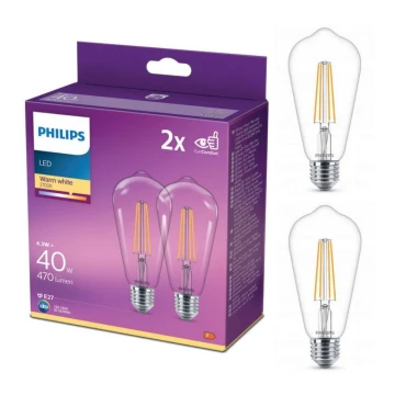 К-кт 2x LED Крушка VINTAGE Philips ST64 E27/4,3W/230V 2700K