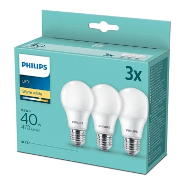 К-кт 3 бр. LED крушки Philips E27/5,5W/230V 2700K