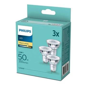 К-кт 3 бр. LED крушки Philips GU10/4,6W/230V 2700K