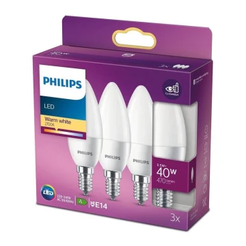 К-кт 3бр. LED крушки Philips B35 E14/5,5W/230V 2700K