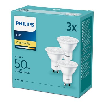 К-кт 3бр. LED крушко Philips GU10/4,7W/230V 2700K