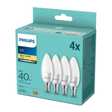 К-кт 4 бр. LED крушки Philips B35 E14/5W/230V 2700K