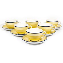 К-кт за чай 6бр. керамични чаши Tereza с чинийки жълти/сини