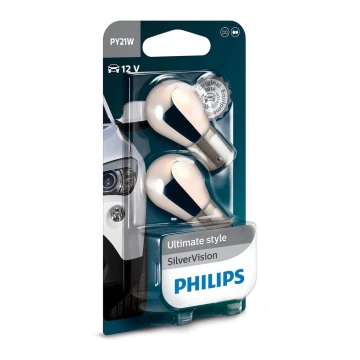 Комплект 2x Автокрушка Philips SILVER VISION 12496SVB2 PY21W BAU15s/21W/12V