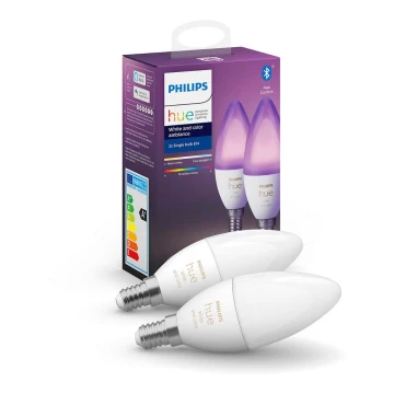 КОМПЛЕКТ 2x LED димируема крушка Philips Hue БЯЛ И ЦВЕТ E14 / 5,3W / 230V