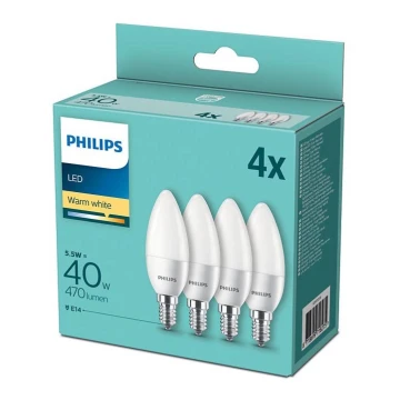 КОМПЛЕКТ 4x LED Крушка Philips E14/5,5W/230V 2700K