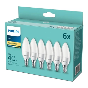 КОМПЛЕКТ 6x LED Крушка Philips E14/5,5W/230V 2700K