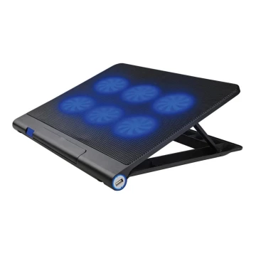 Охлаждаща подложка за лаптопи с 6 вентилатора 2xUSB черна