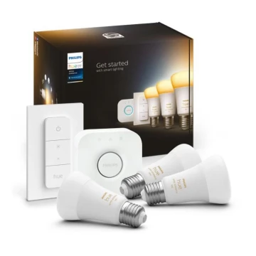 Основен комплект Philips Hue White Ambiance 3xE27/8W 2200-6500K + устройство за свързване и дистанционно управление