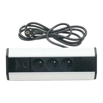 Ъглов контакт 3x 230V + USB-A 3,1A + USB-C 15,5W 230V