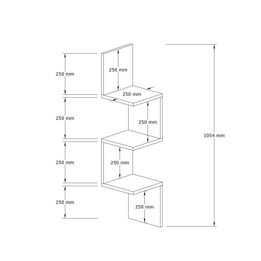 Ъглова етажерка ZIKZAK 105,5x25 cм кафява